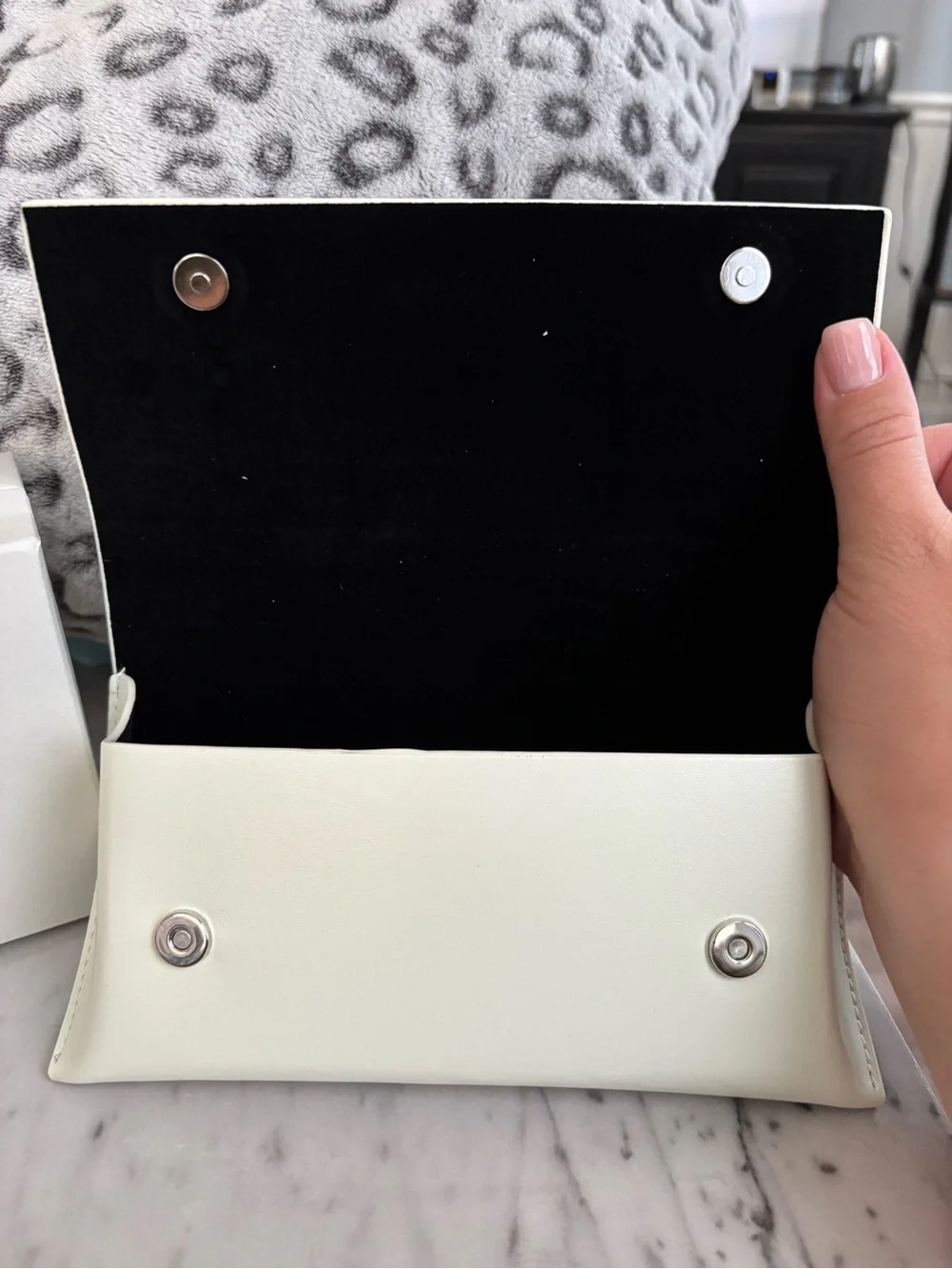 Burberry Cream Leather Fold-Over Women's Sunglasses Case